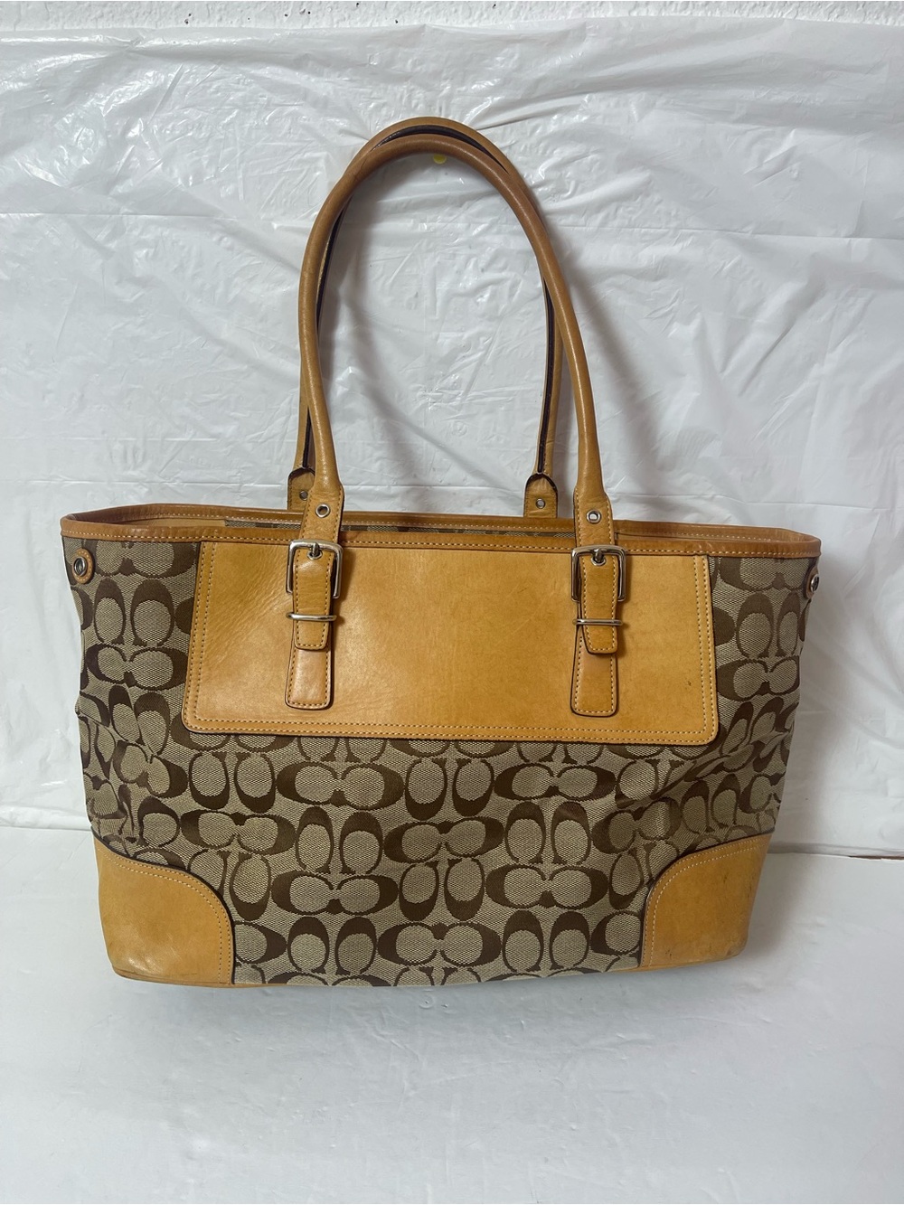Vintage Coach Hampton Signature Jacquard and Leather tote 6367 - Picture 3 of 12